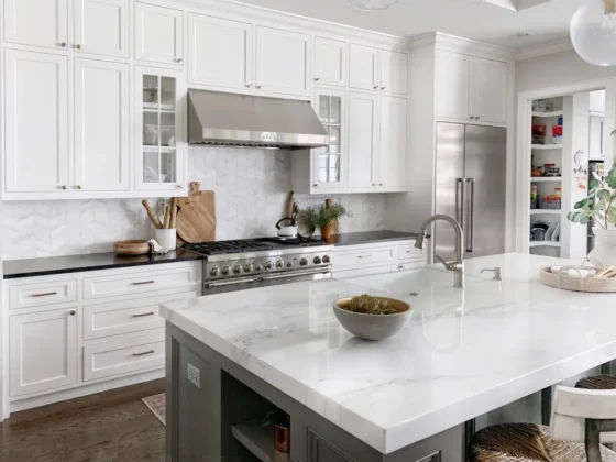 Clutter free kitchen countertops with good storage options